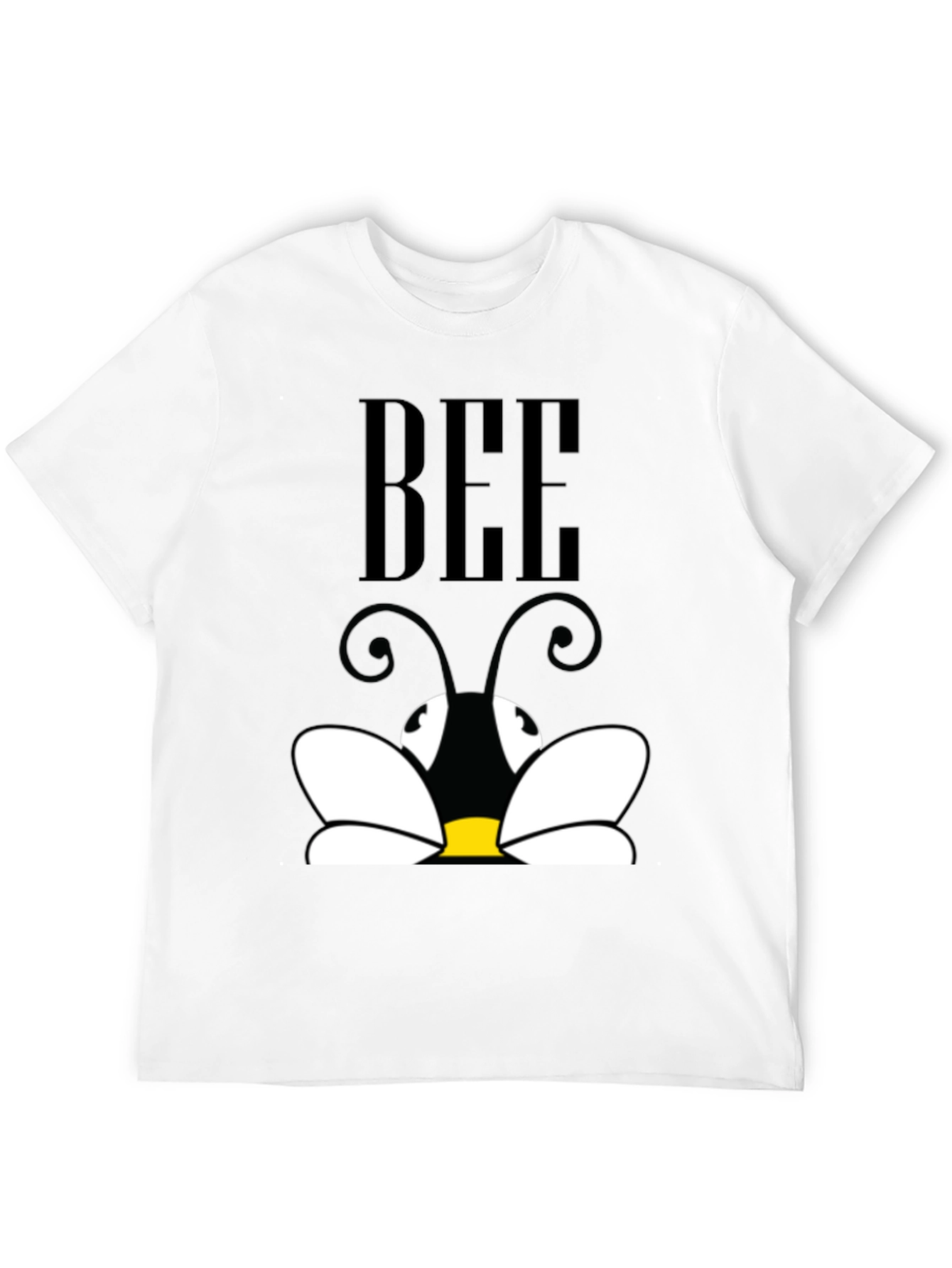 Cartoon Bee Graphic Tee - Black Short Sleeve