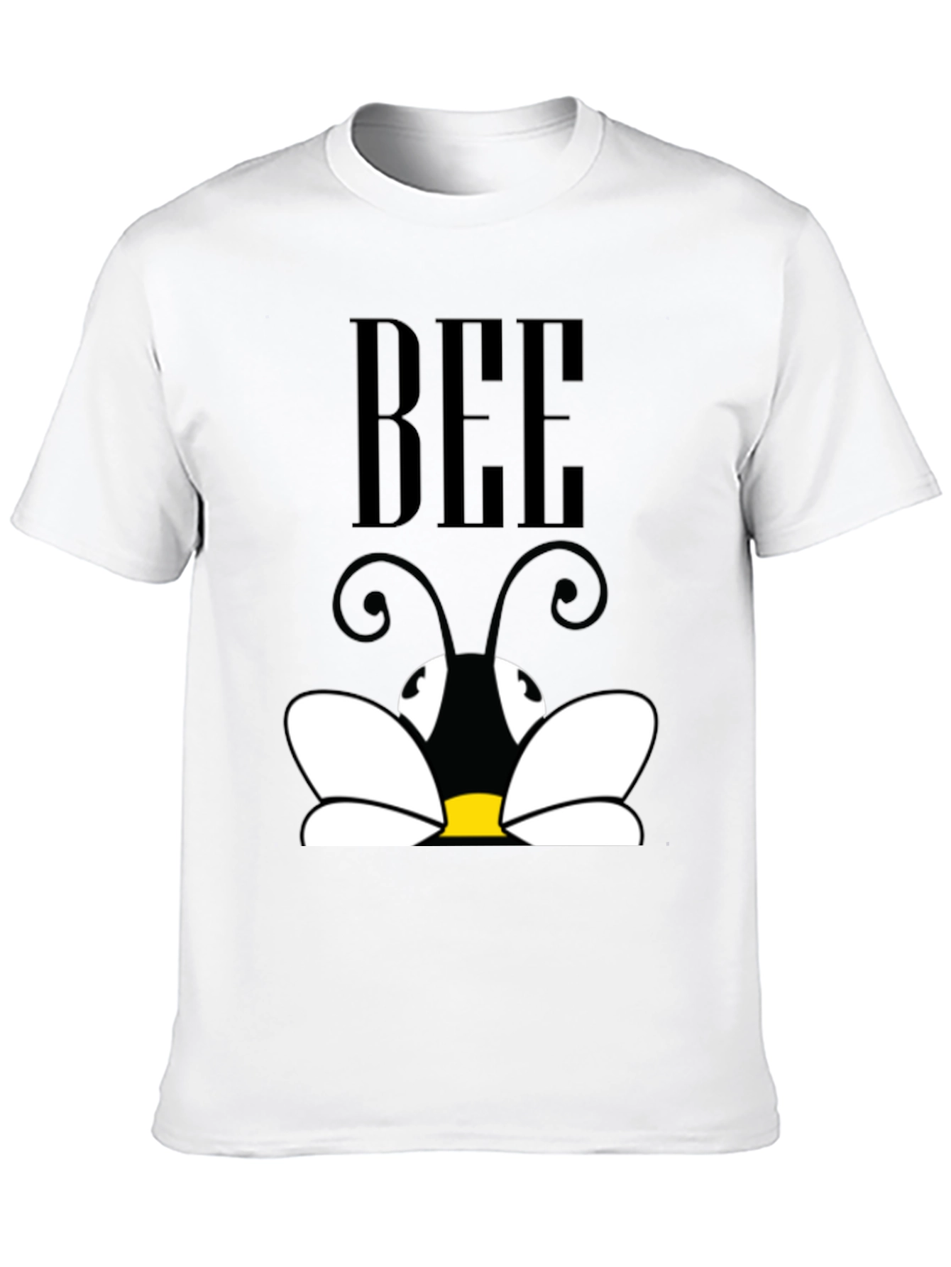 Cartoon Bee Graphic Tee - Black Short Sleeve