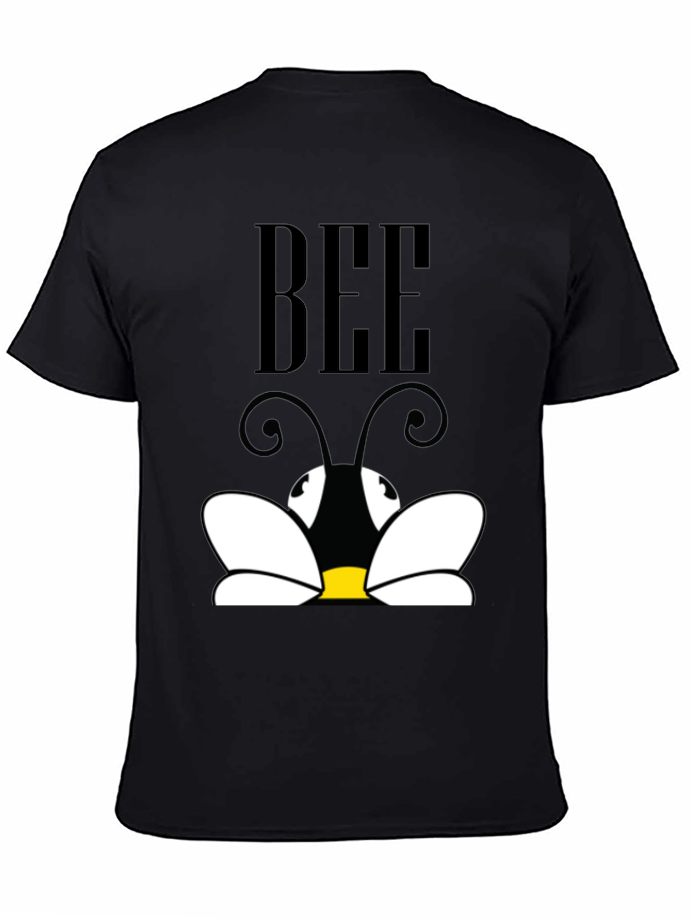 Cartoon Bee Graphic Tee - Black Short Sleeve