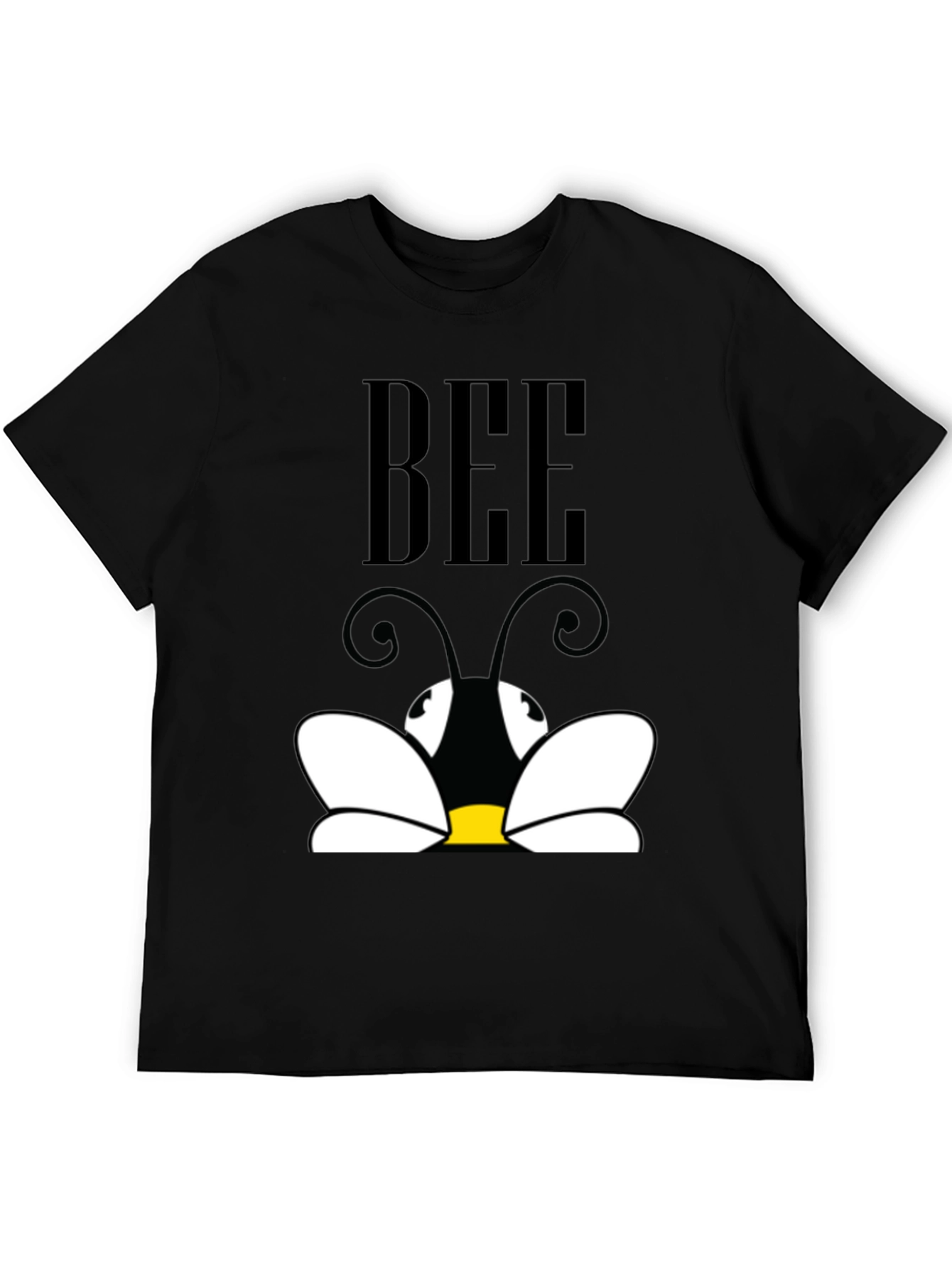 Cartoon Bee Graphic Tee - Black Short Sleeve