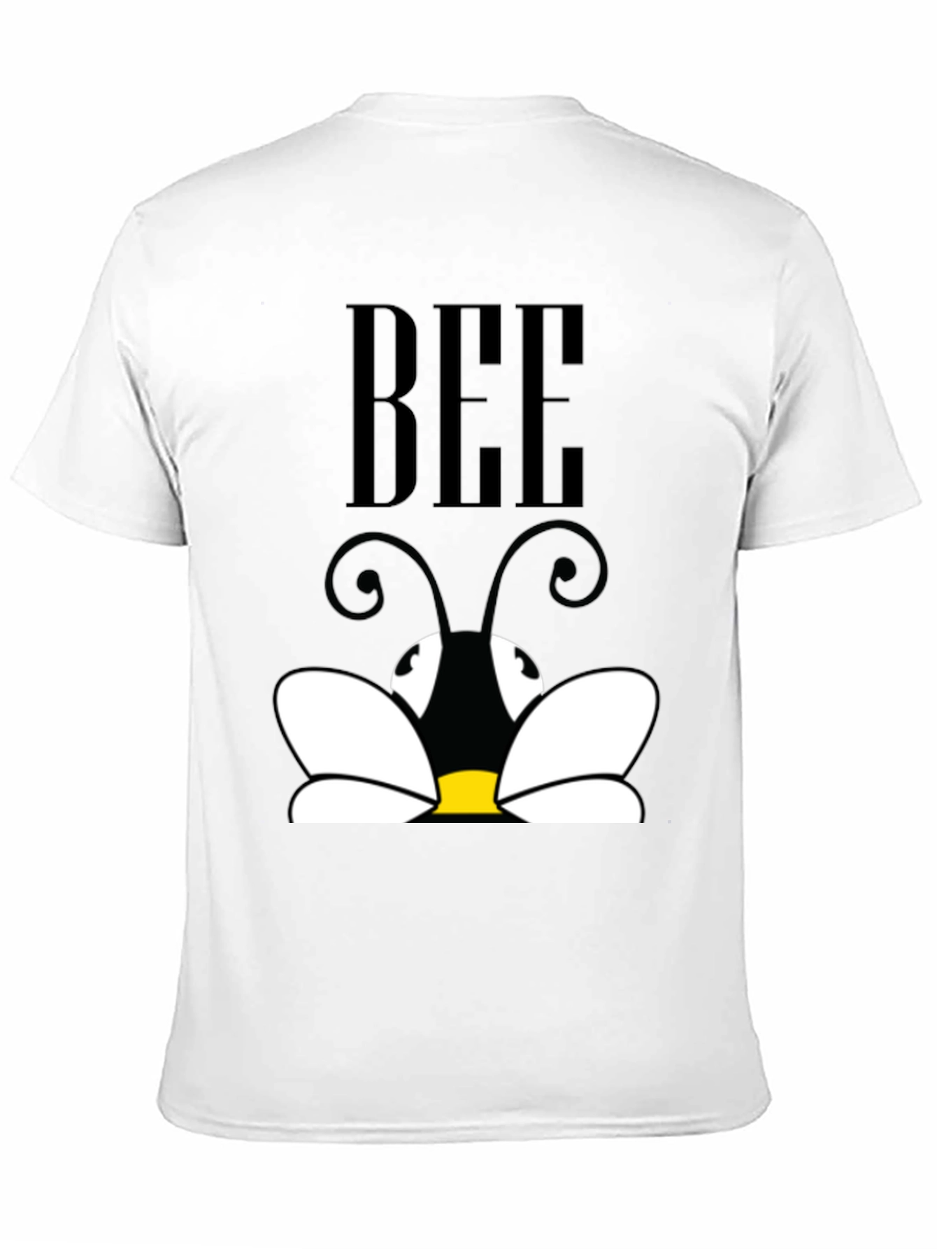 Cartoon Bee Graphic Tee - Black Short Sleeve