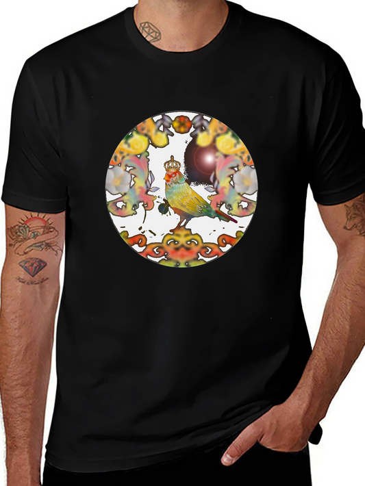 Crowned Bird Tee - Artistic Graphic Print