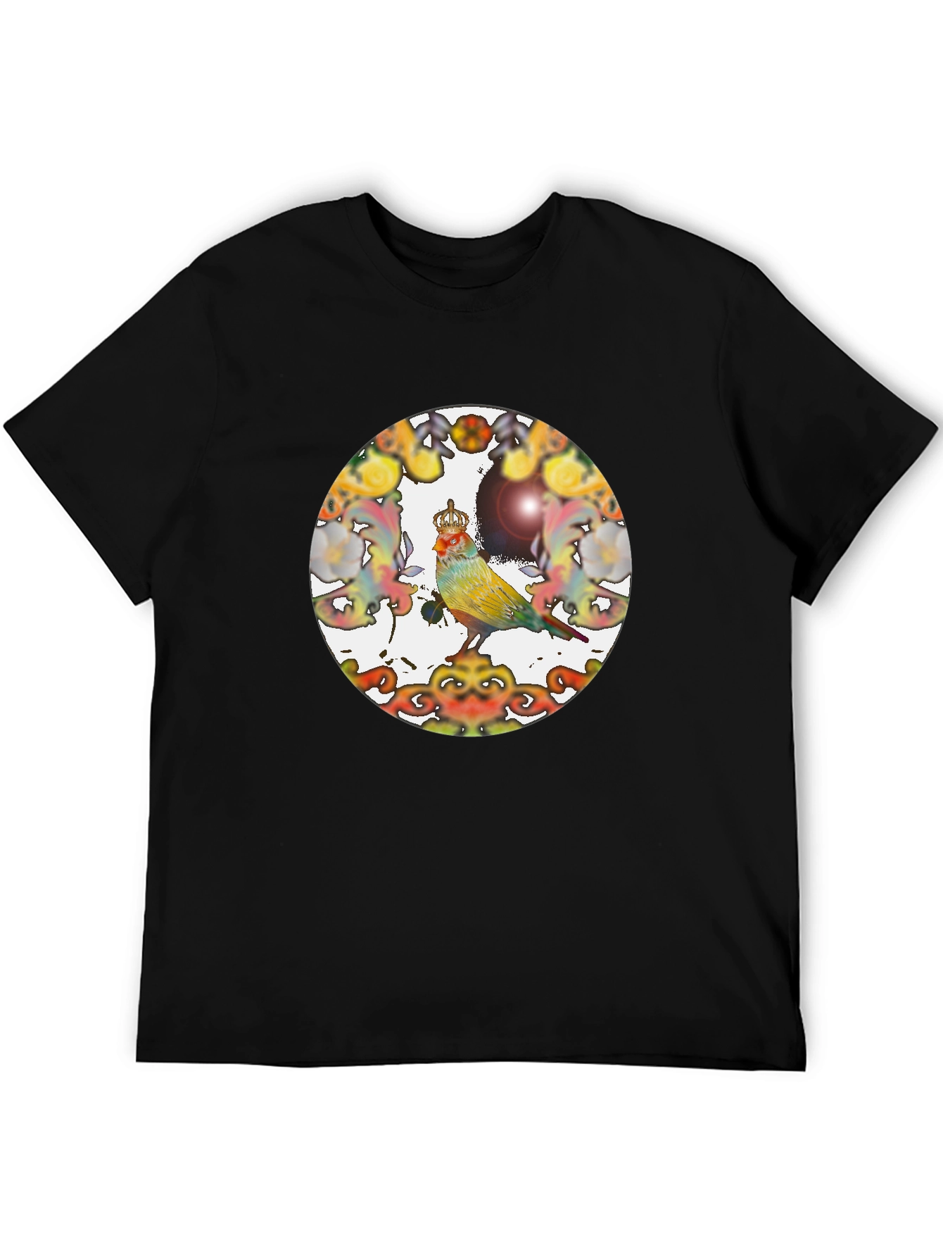 Crowned Bird Tee - Artistic Graphic Print