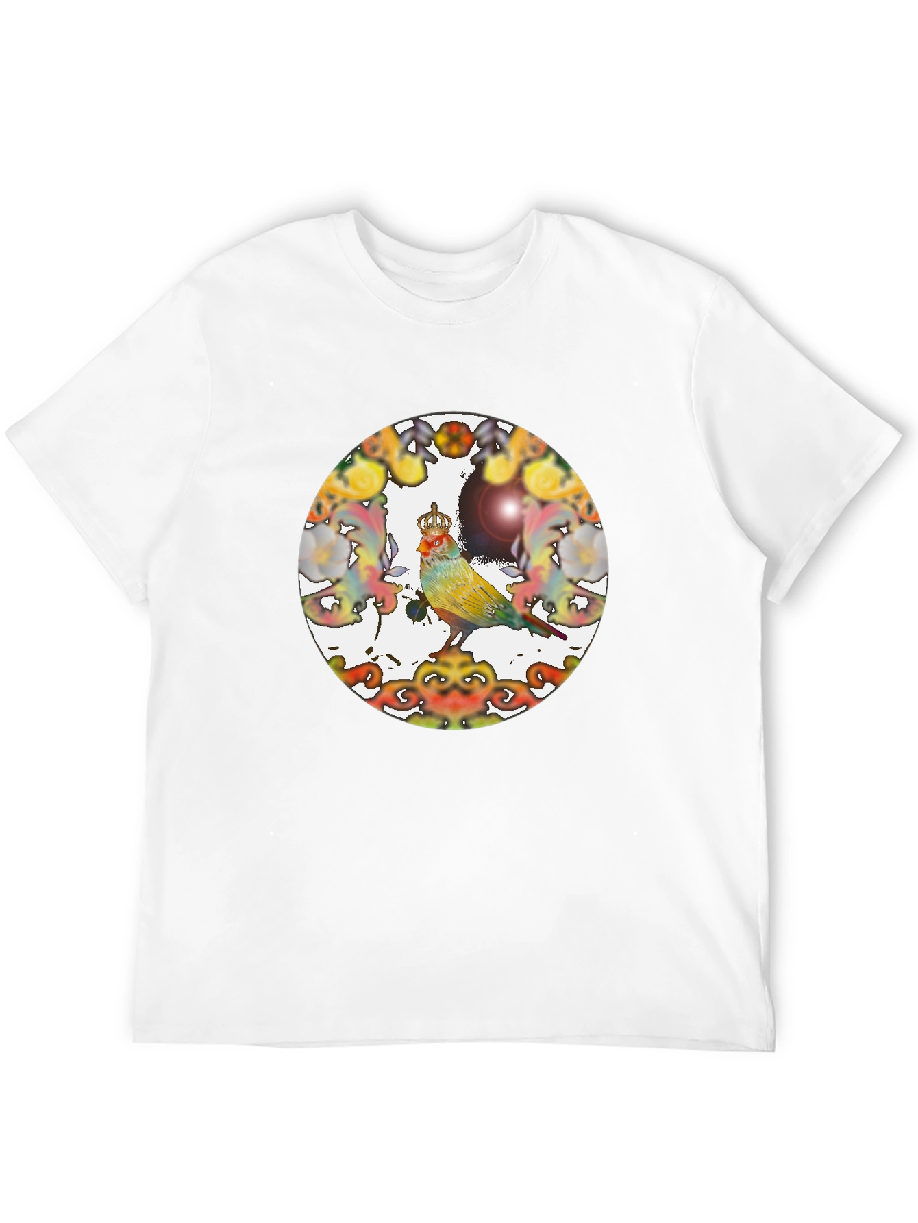 Crowned Bird Tee - Artistic Graphic Print