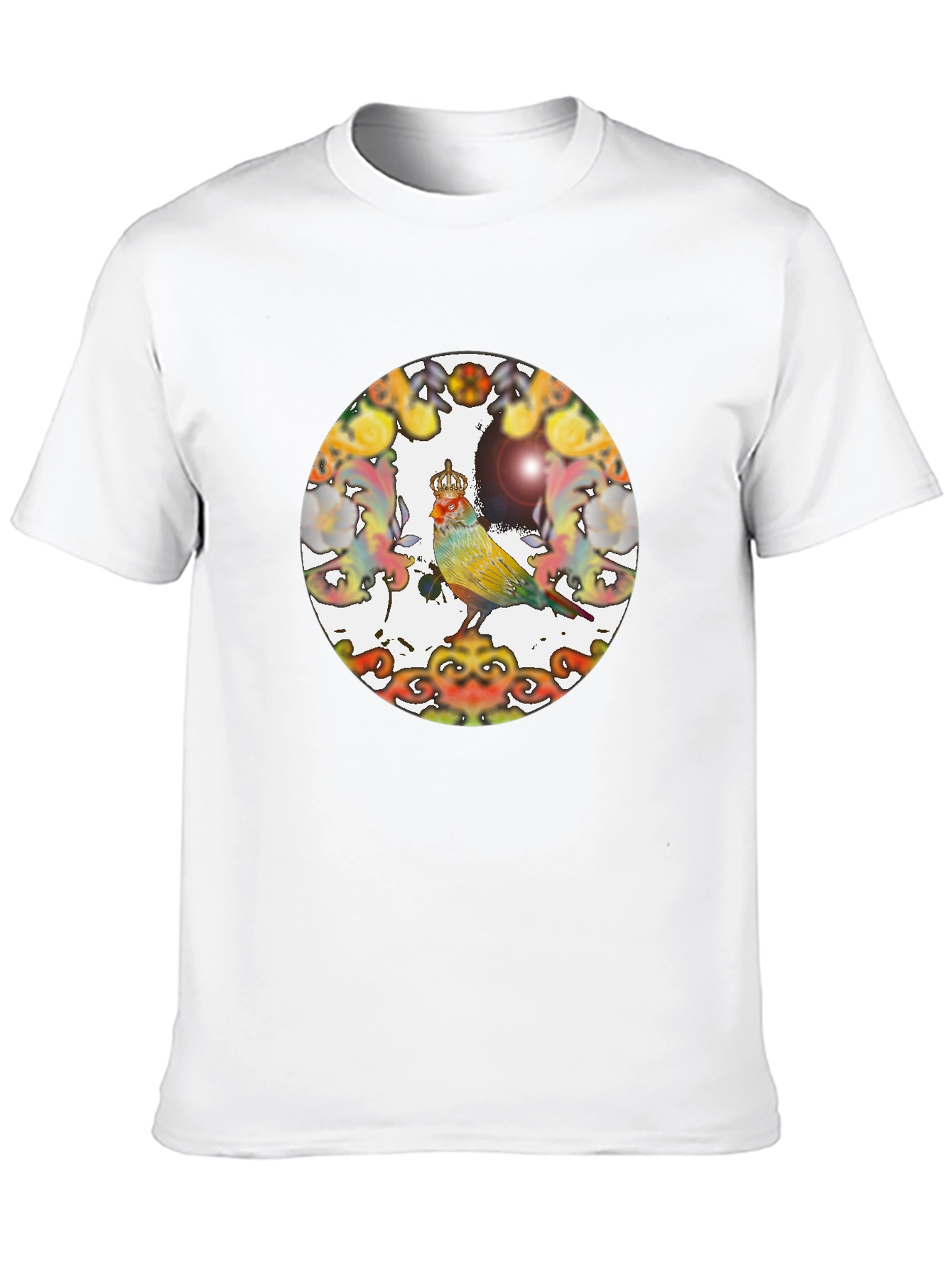 Crowned Bird Tee - Artistic Graphic Print