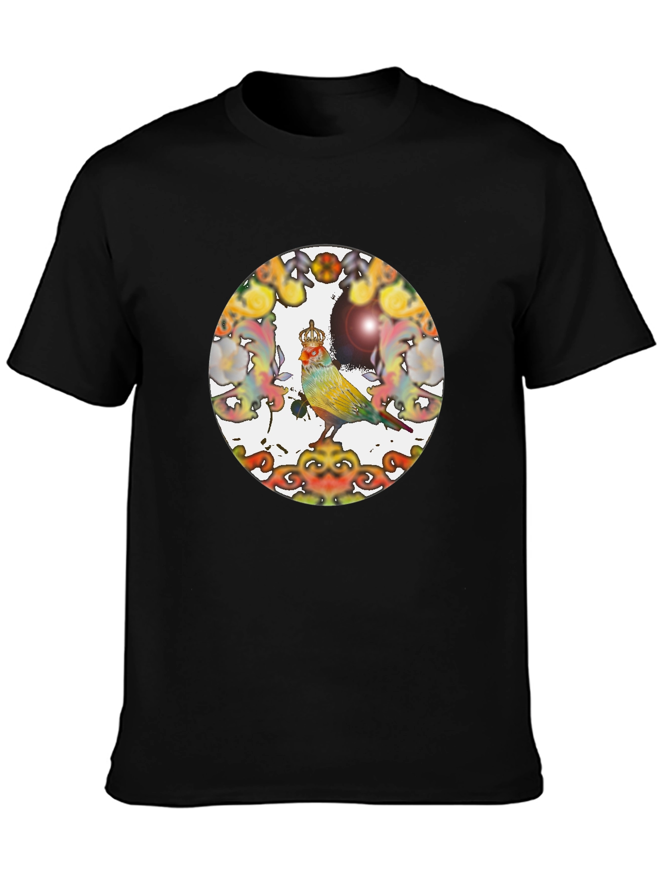 Crowned Bird Tee - Artistic Graphic Print