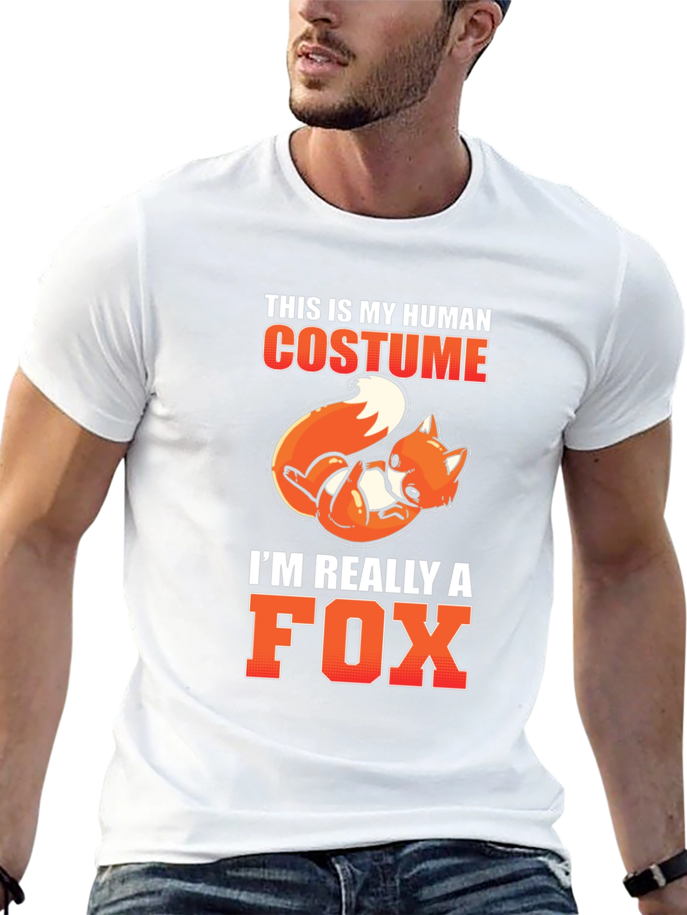 Human Costume Fox T-Shirt Funny Halloween Tee