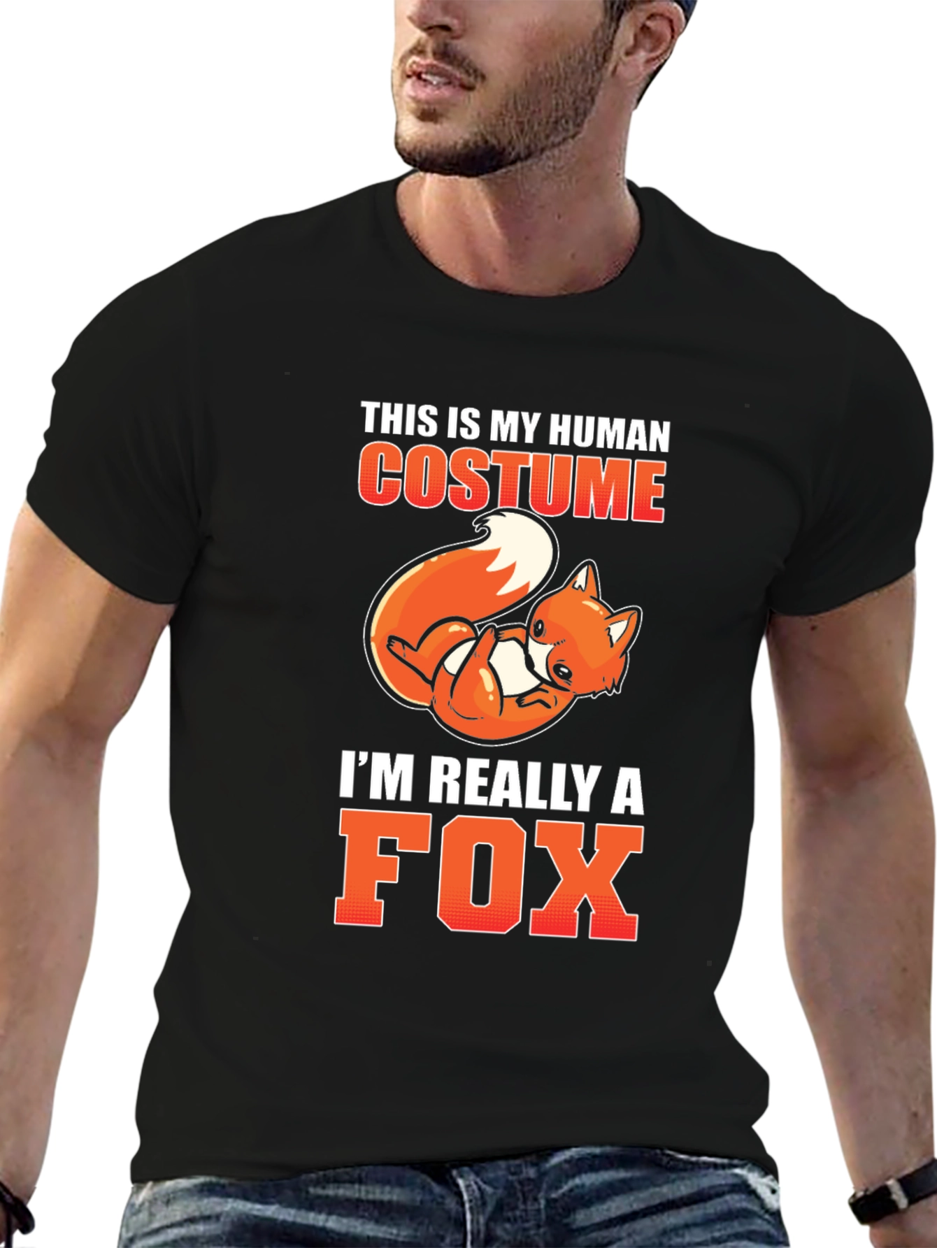 Human Costume Fox T-Shirt Funny Halloween Tee