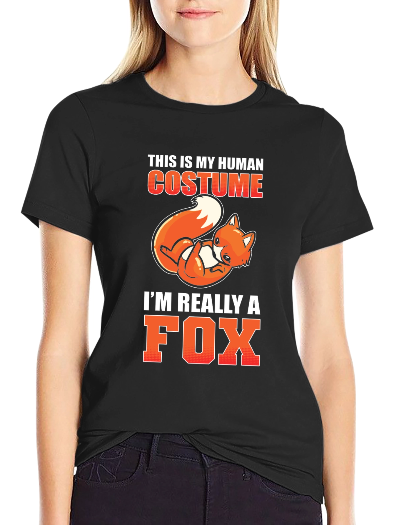 Human Costume Fox T-Shirt Funny Halloween Tee