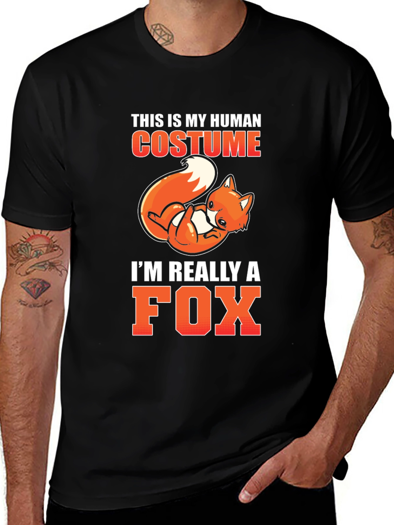 Human Costume Fox T-Shirt Funny Halloween Tee
