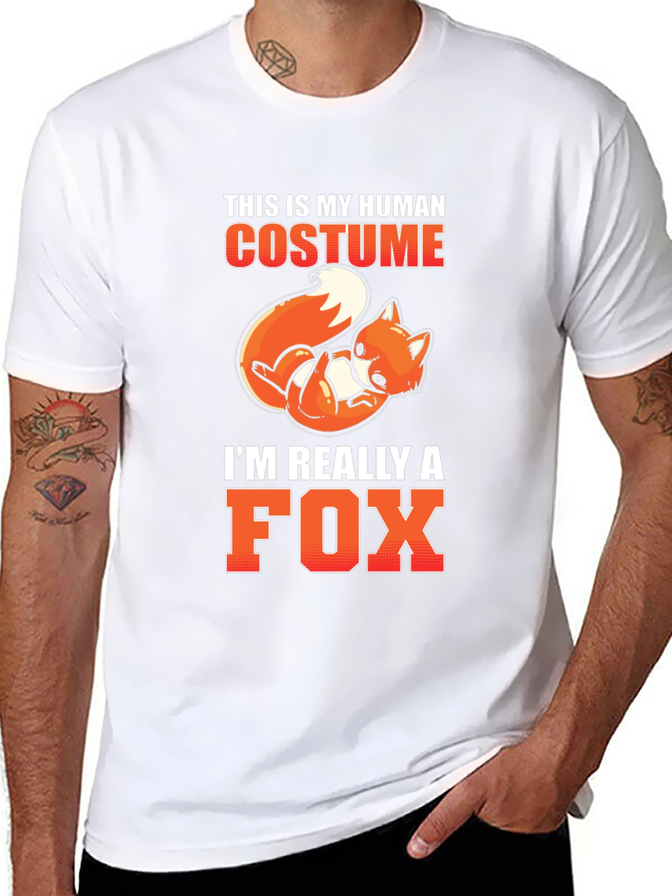 Human Costume Fox T-Shirt Funny Halloween Tee