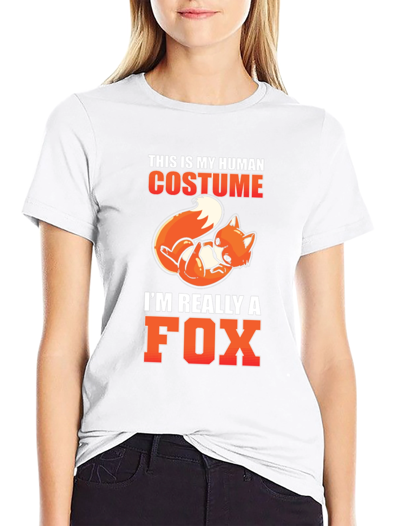 Human Costume Fox T-Shirt Funny Halloween Tee