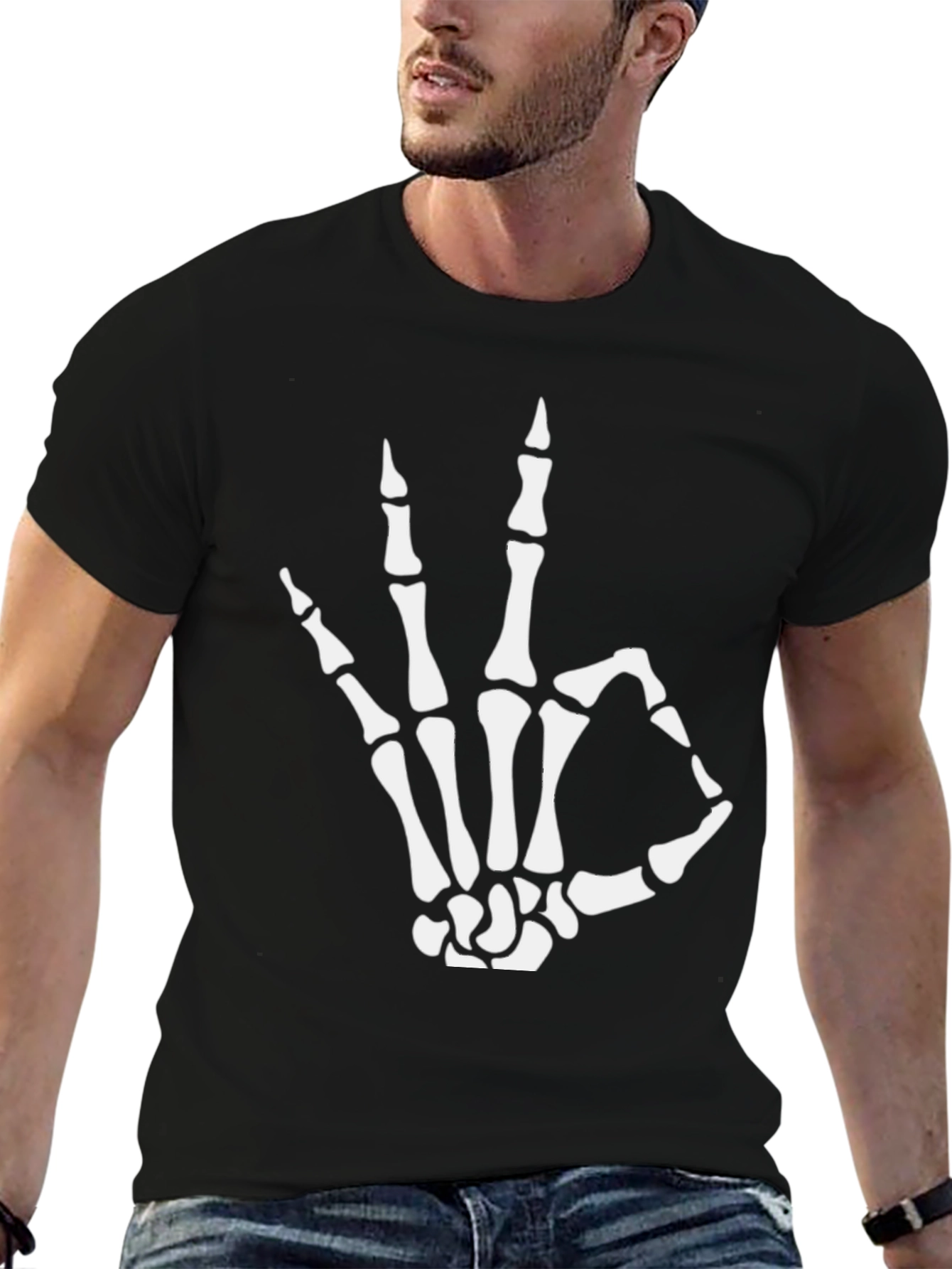 Skeleton Hand OK T-Shirt - Black