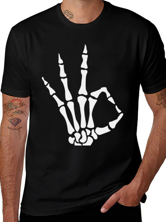 Skeleton Hand OK T-Shirt - Black