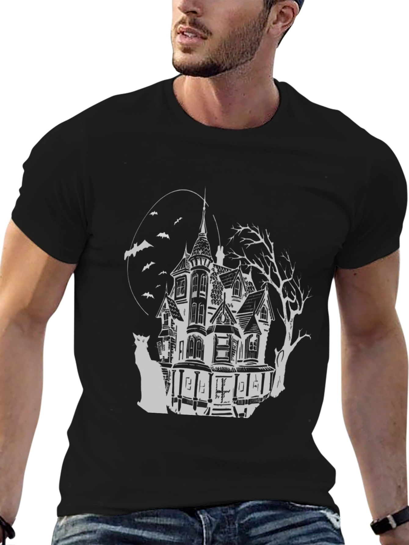 Haunted House Graphic Tee - Spooky Halloween Shirt