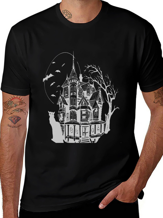 Haunted House Graphic Tee - Spooky Halloween Shirt