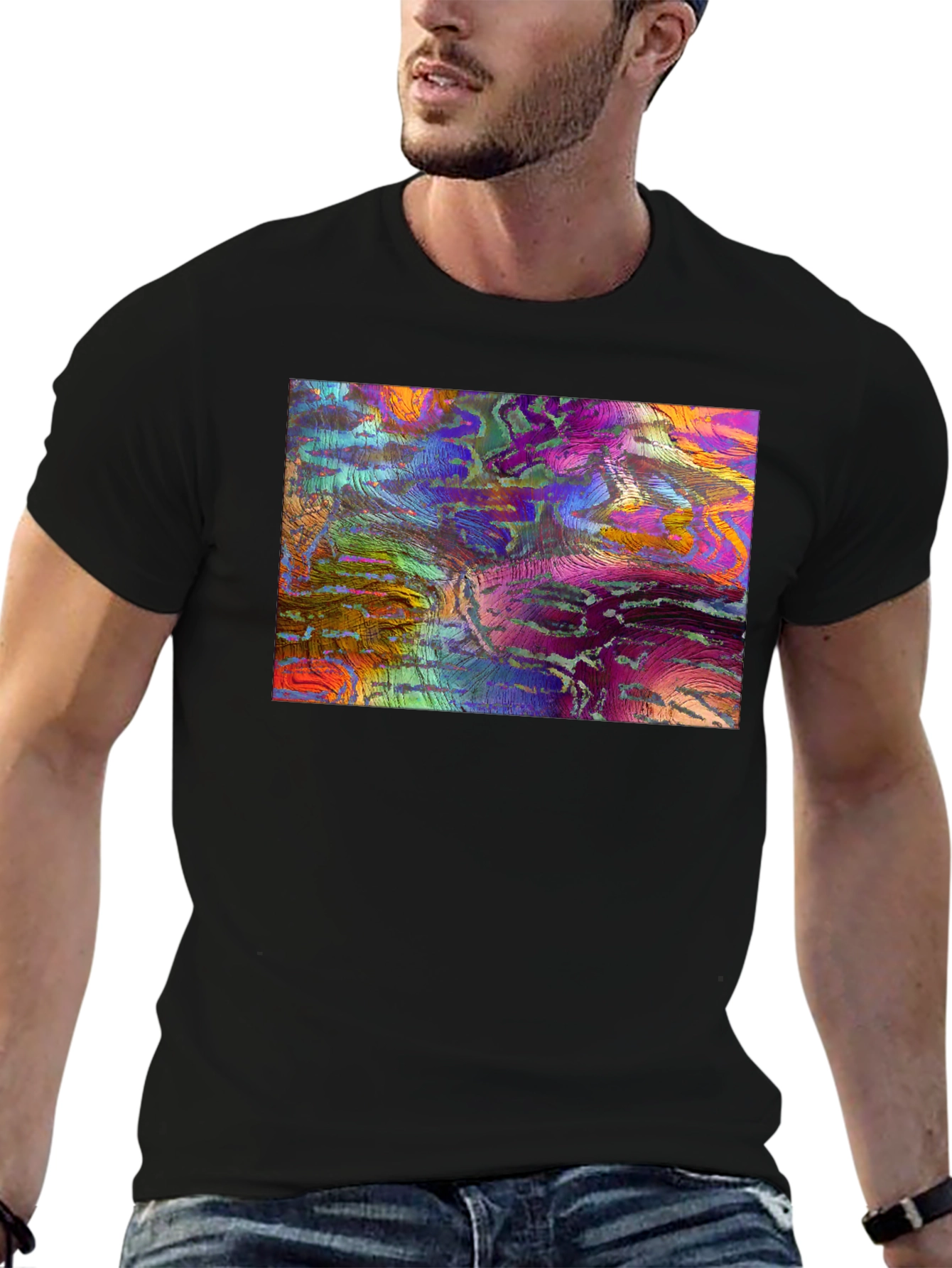 Abstract Art Graphic Tee - Mens Black T-Shirt