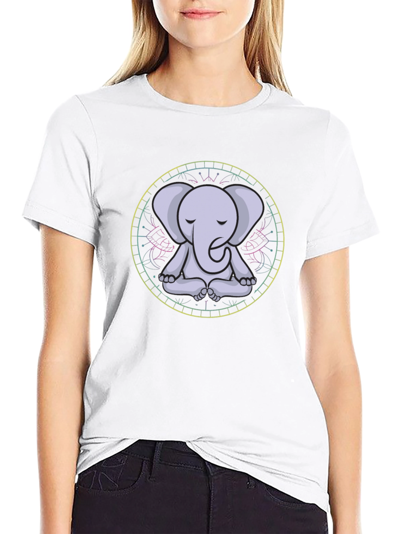 Meditating Elephant Mandala Graphic Tee