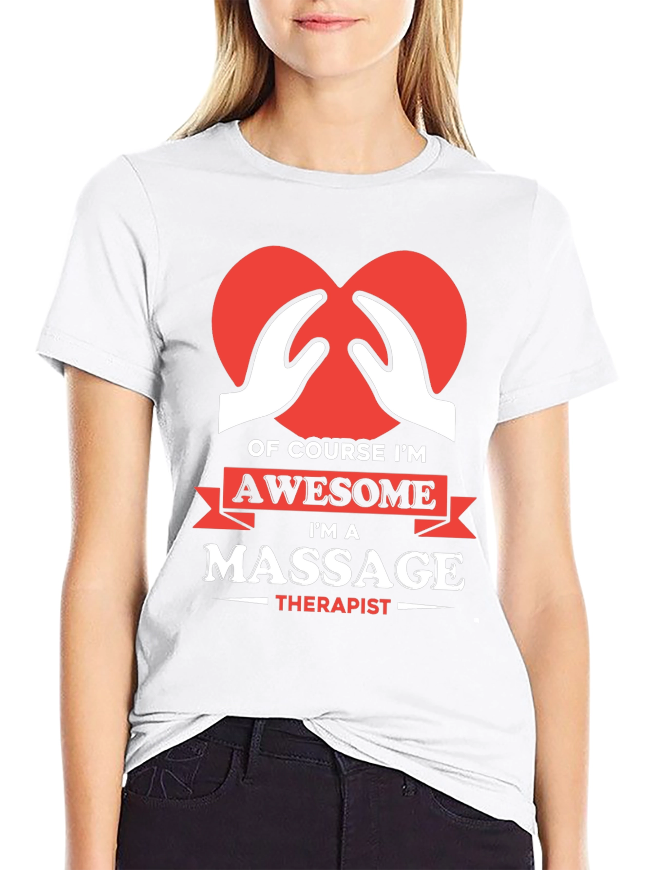 Awesome Massage Therapist T-Shirt - Heart Hands Design