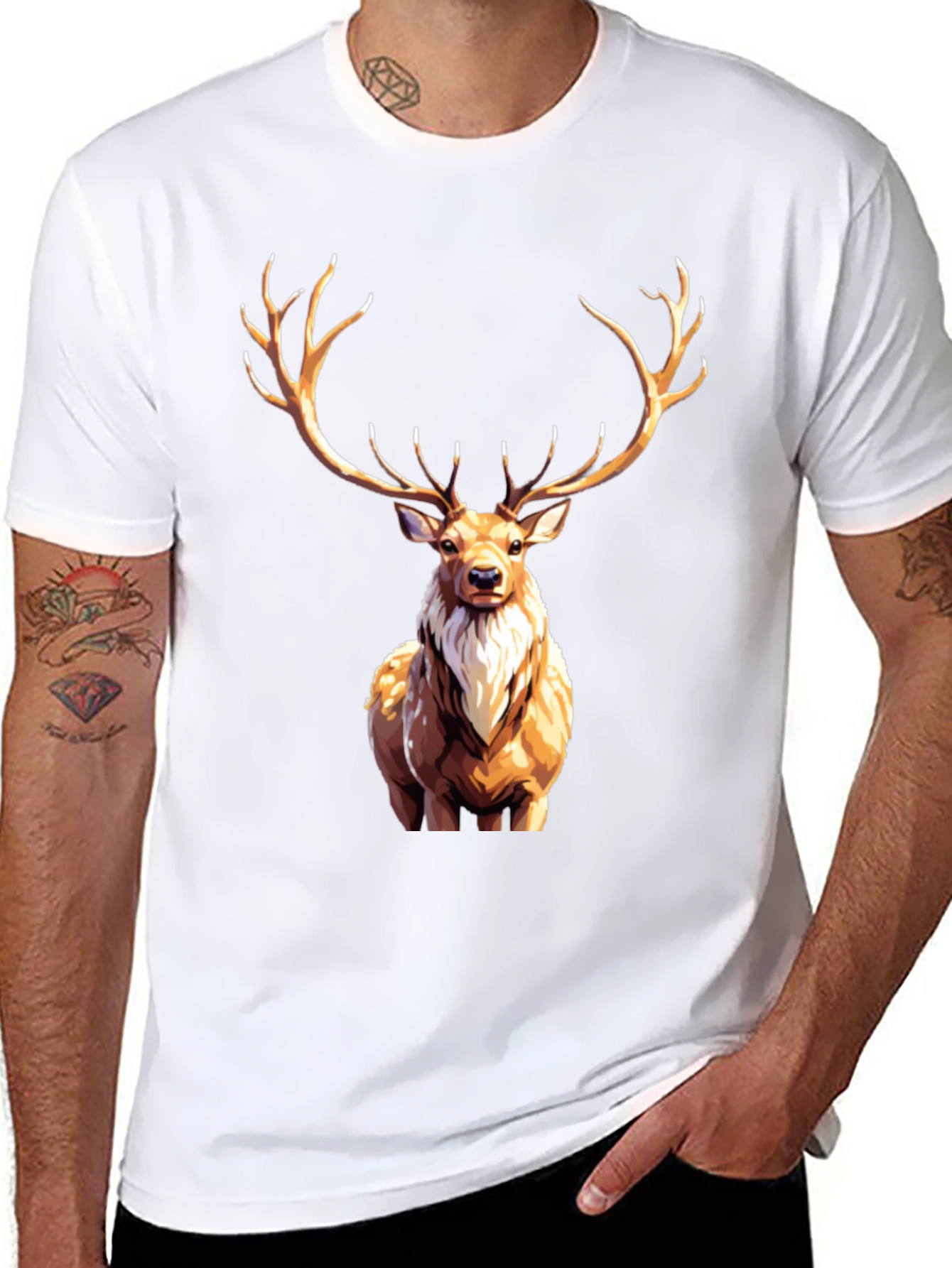 Deer Graphic Tee - Stylish Animal Print Shirt
