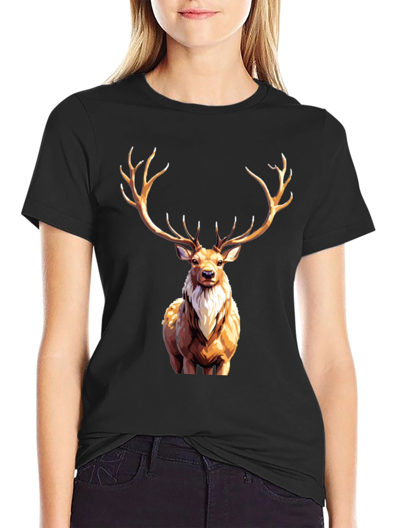 Deer Graphic Tee - Stylish Animal Print Shirt
