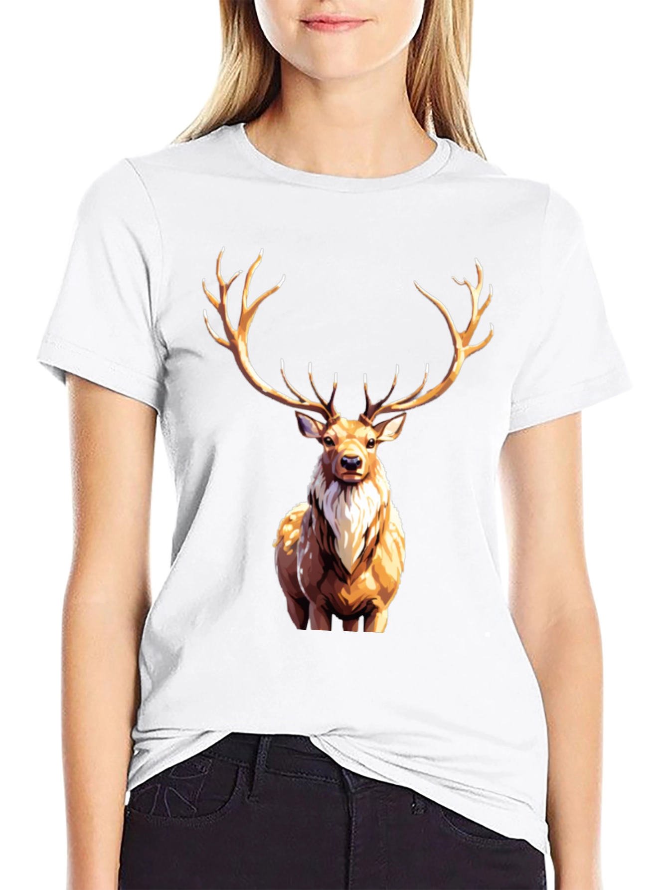 Deer Graphic Tee - Stylish Animal Print Shirt