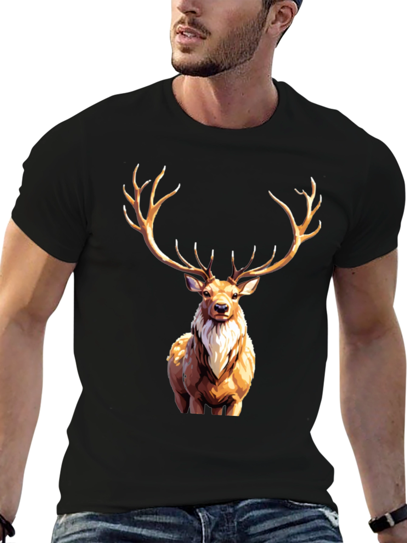 Deer Graphic Tee - Stylish Animal Print Shirt