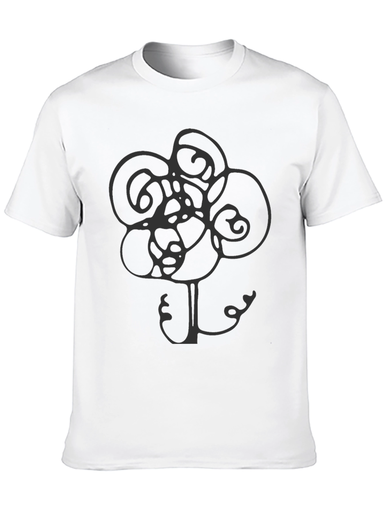 Abstract Flower Graphic Tee - Stylish Mens Black T-Shirt