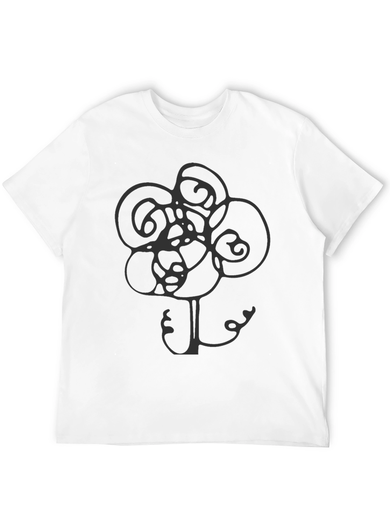 Abstract Flower Graphic Tee - Stylish Mens Black T-Shirt