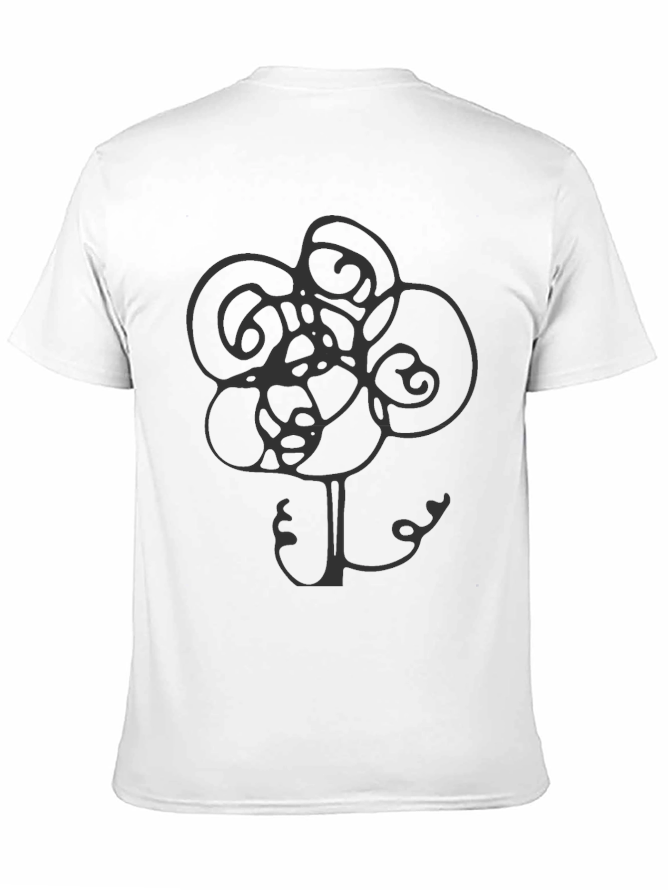 Abstract Flower Graphic Tee - Stylish Mens Black T-Shirt