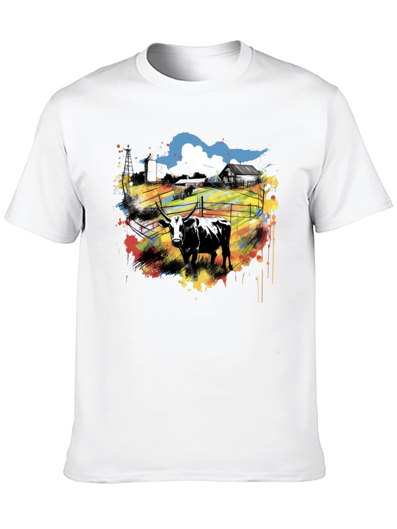 Cow Farm Graphic Tee - Unisex Black T-Shirt