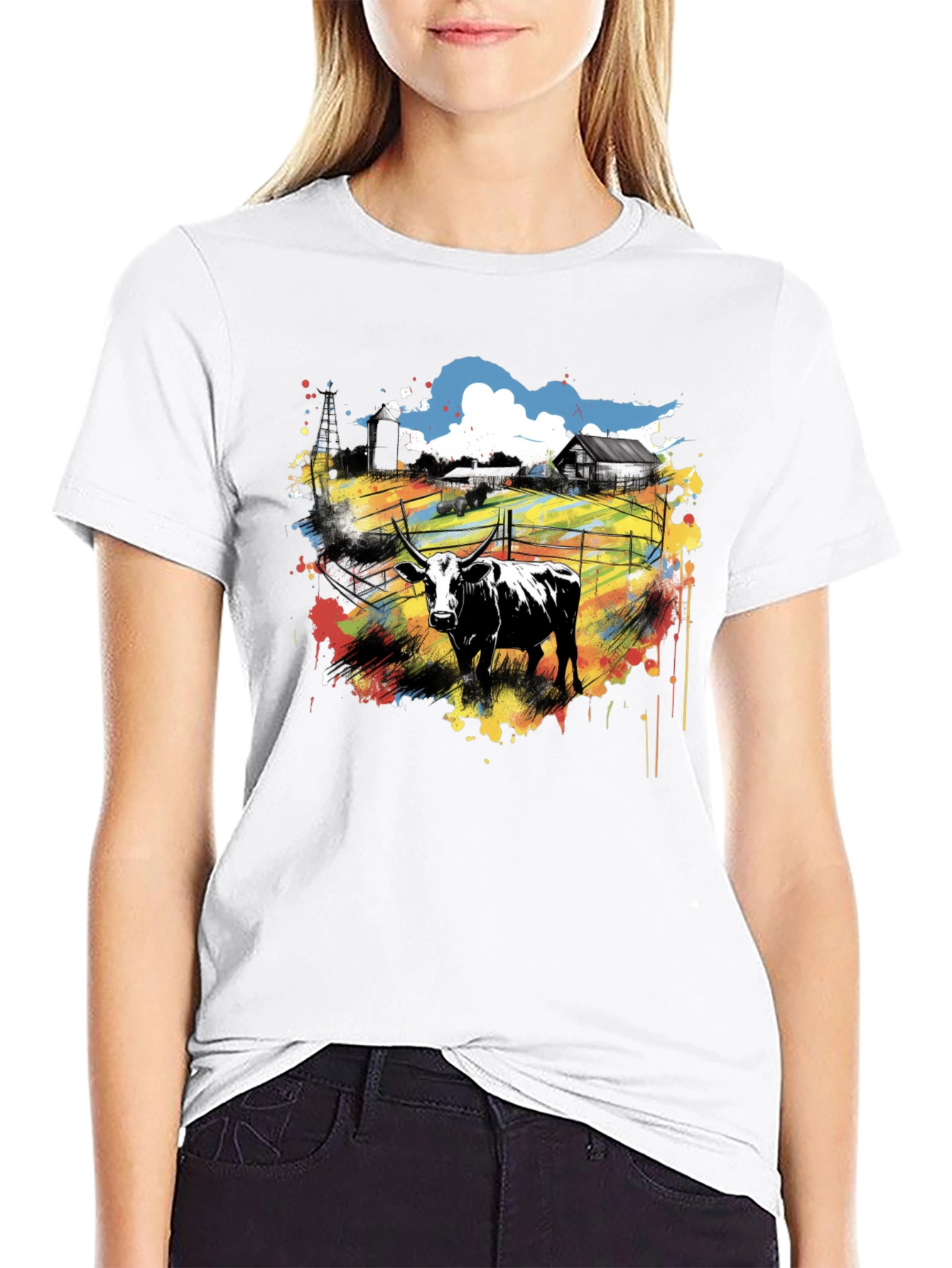 Cow Farm Graphic Tee - Unisex Black T-Shirt
