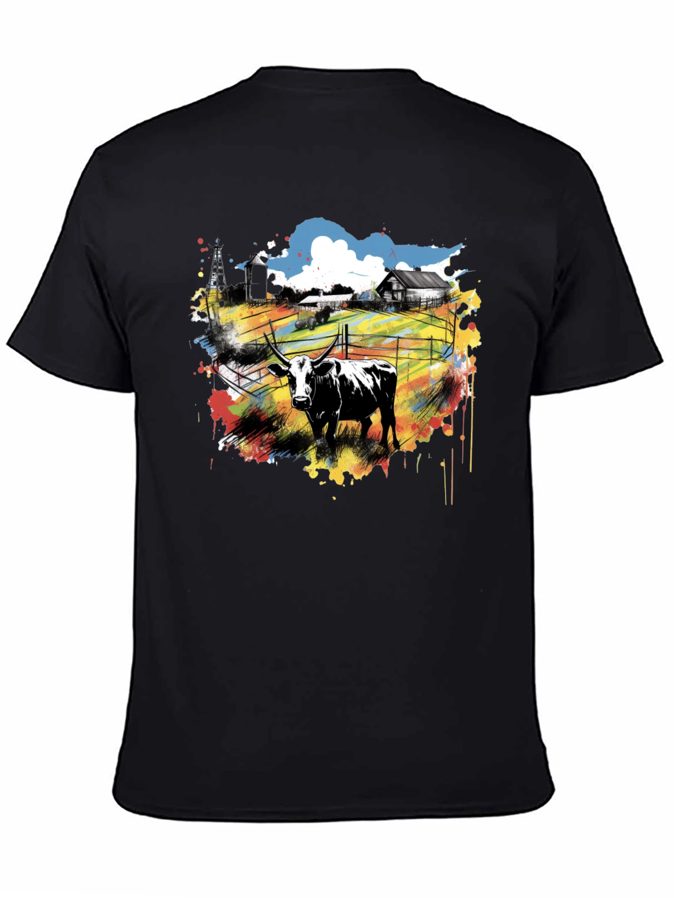 Cow Farm Graphic Tee - Unisex Black T-Shirt