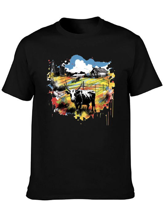 Cow Farm Graphic Tee - Unisex Black T-Shirt