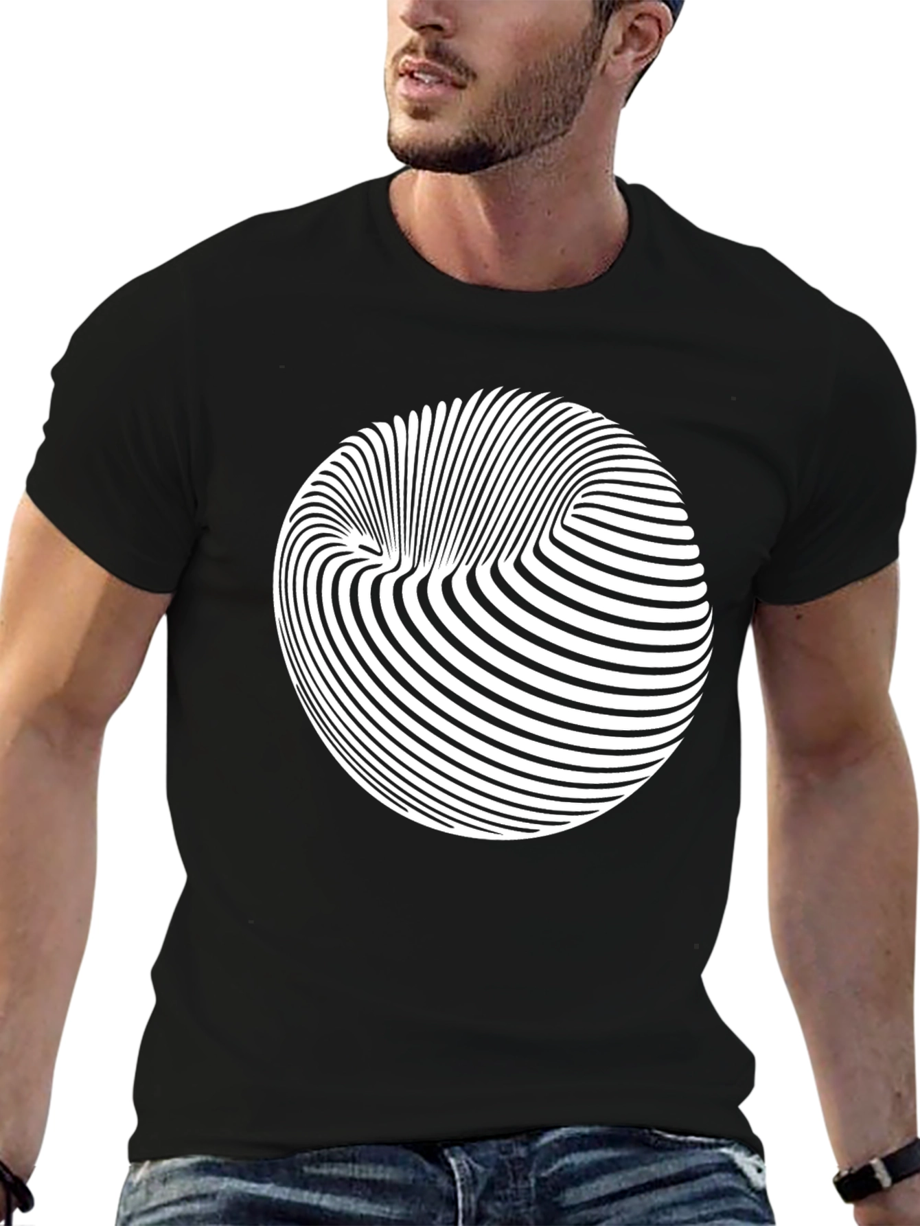 Abstract Illusion Graphic Black Tee