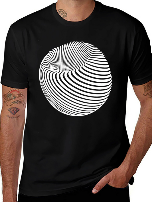 Abstract Illusion Graphic Black Tee