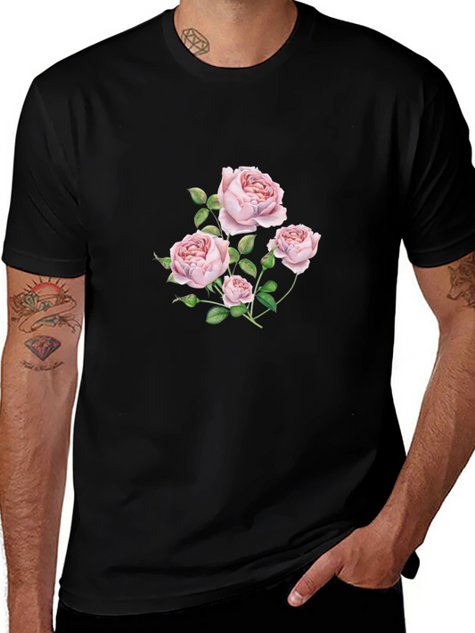 Floral Rose Graphic Black T-Shirt