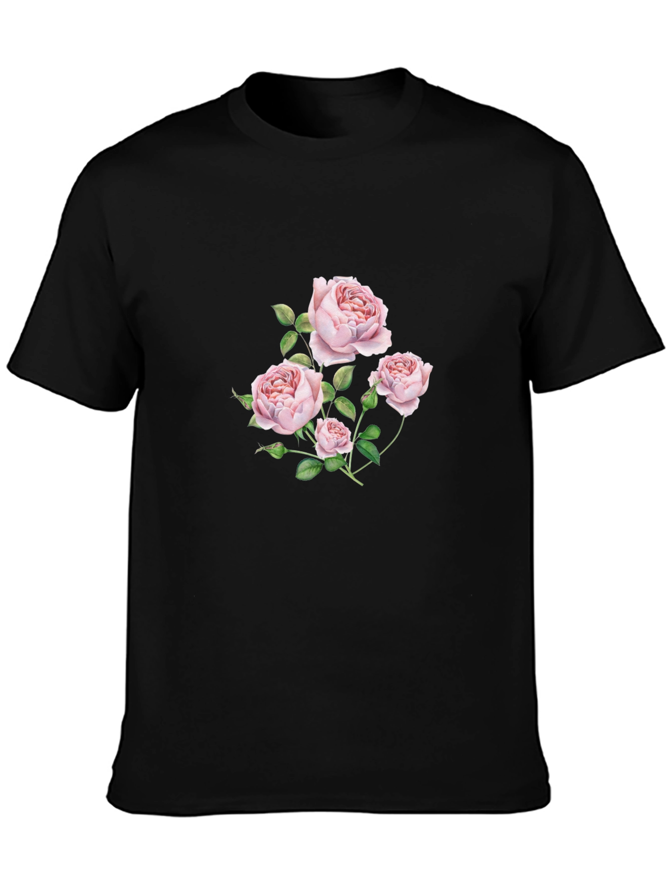 Floral Rose Graphic Black T-Shirt