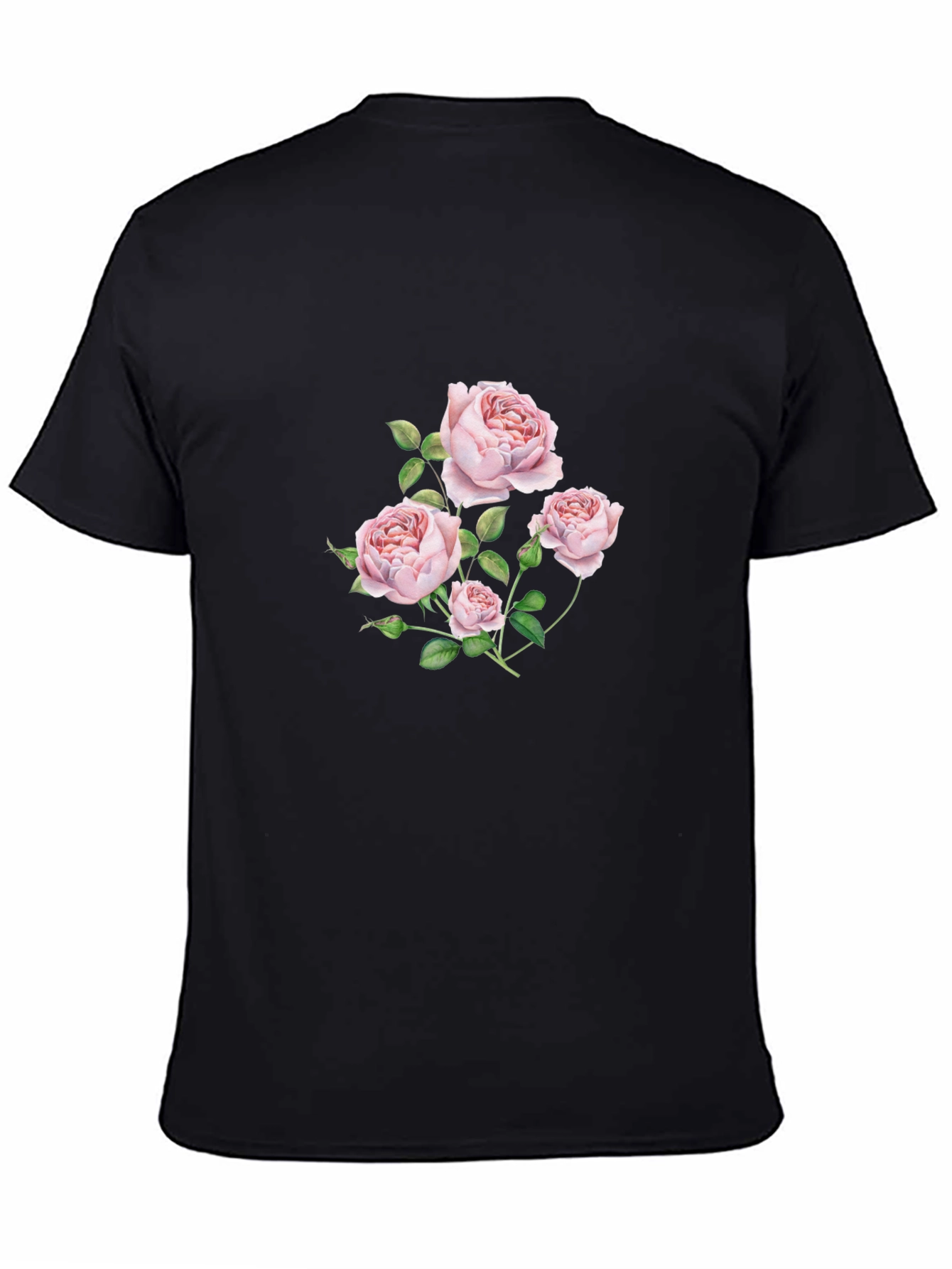 Floral Rose Graphic Black T-Shirt