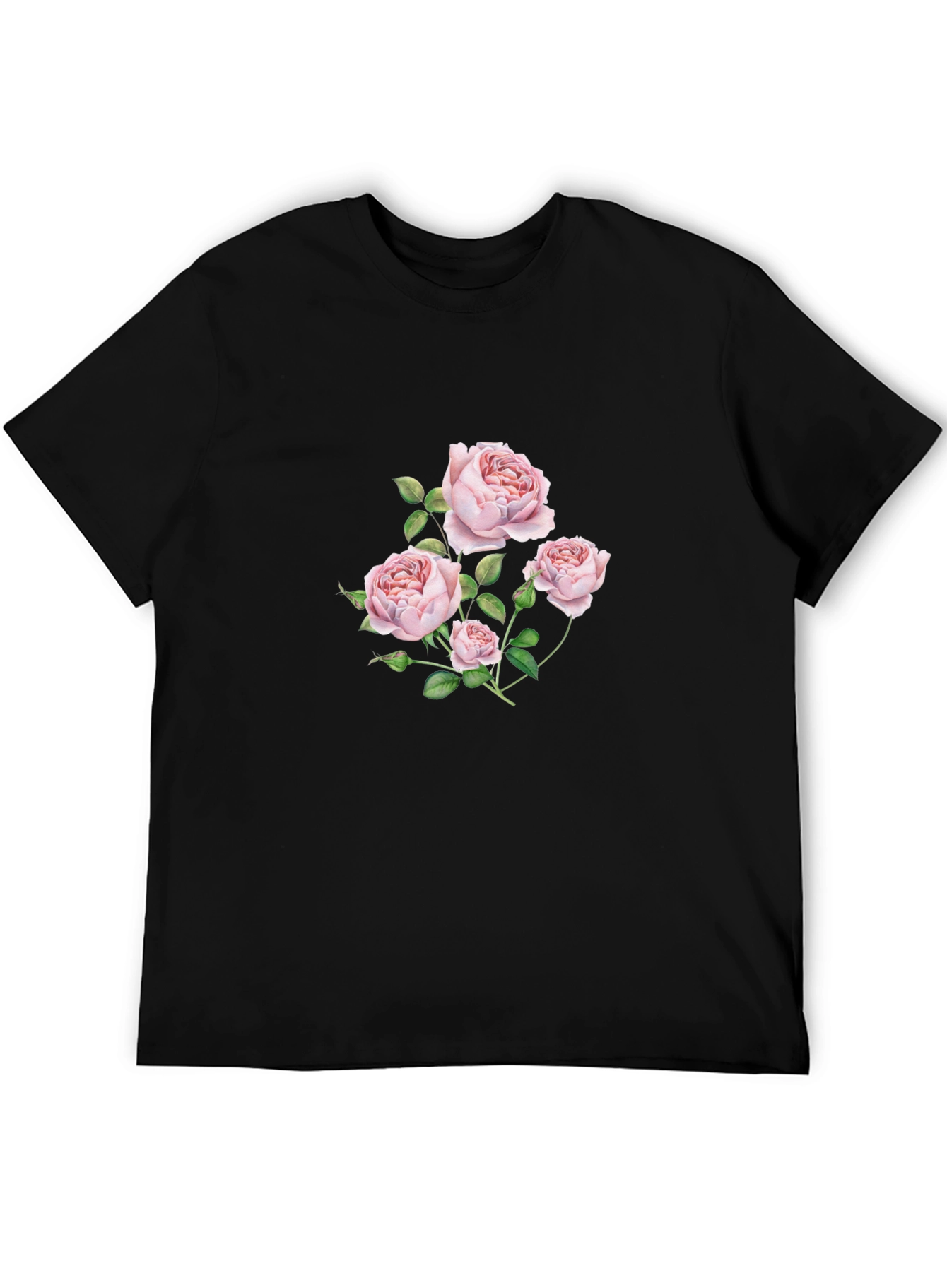 Floral Rose Graphic Black T-Shirt