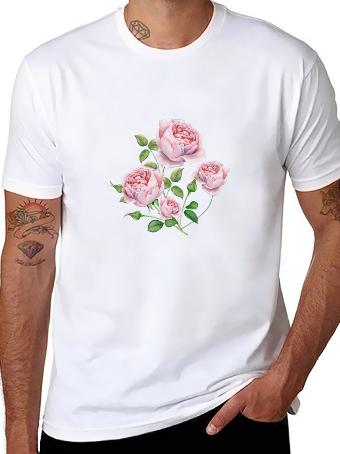Floral Rose Graphic Black T-Shirt