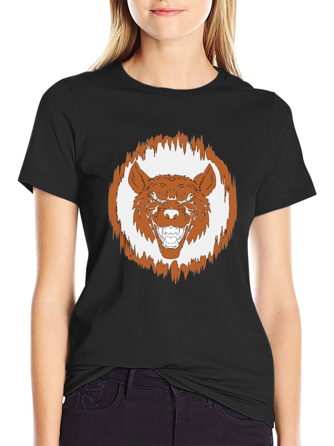 Wolf Graphic Tee - Black Cotton T-Shirt