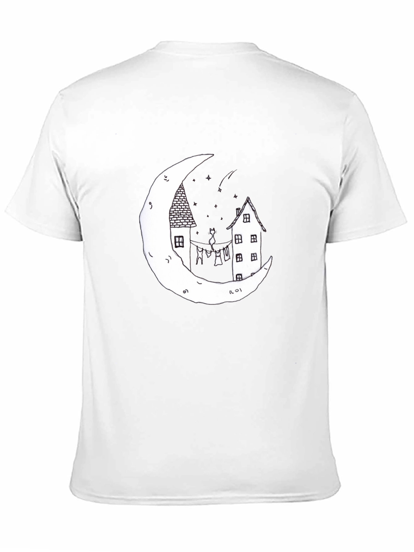 Moonlight Cats Graphic Tee - Unique Black T-Shirt