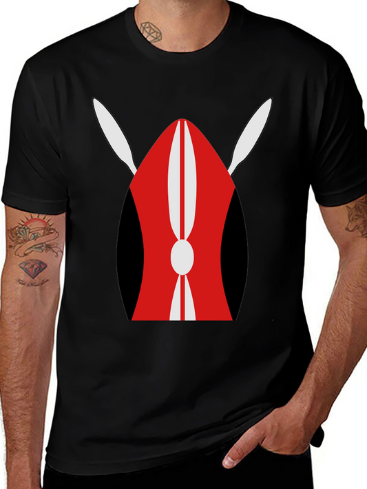 Maasai Shield Graphic Tee - African Warrior Inspired Design