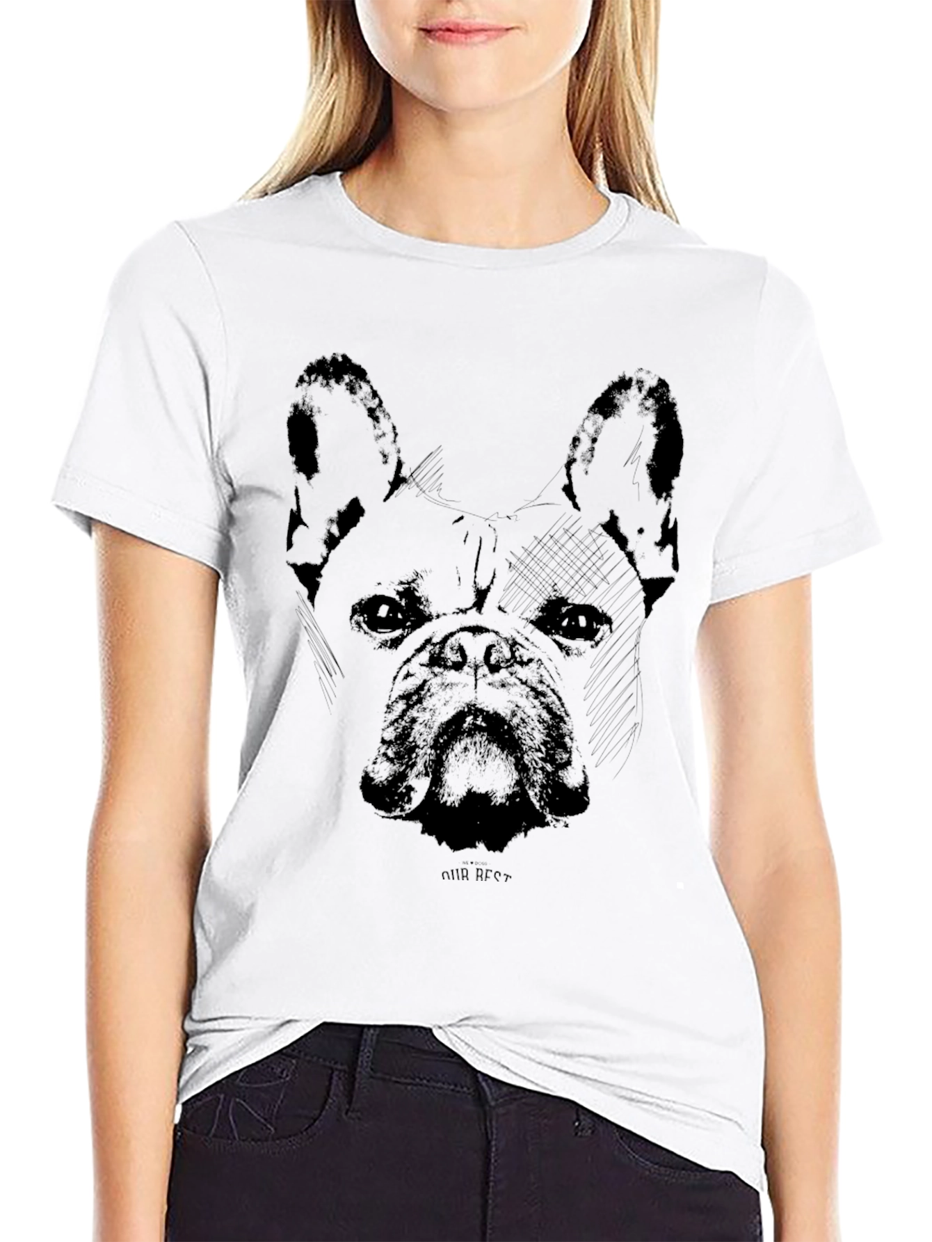 Dog Sketch Graphic Tee - Black