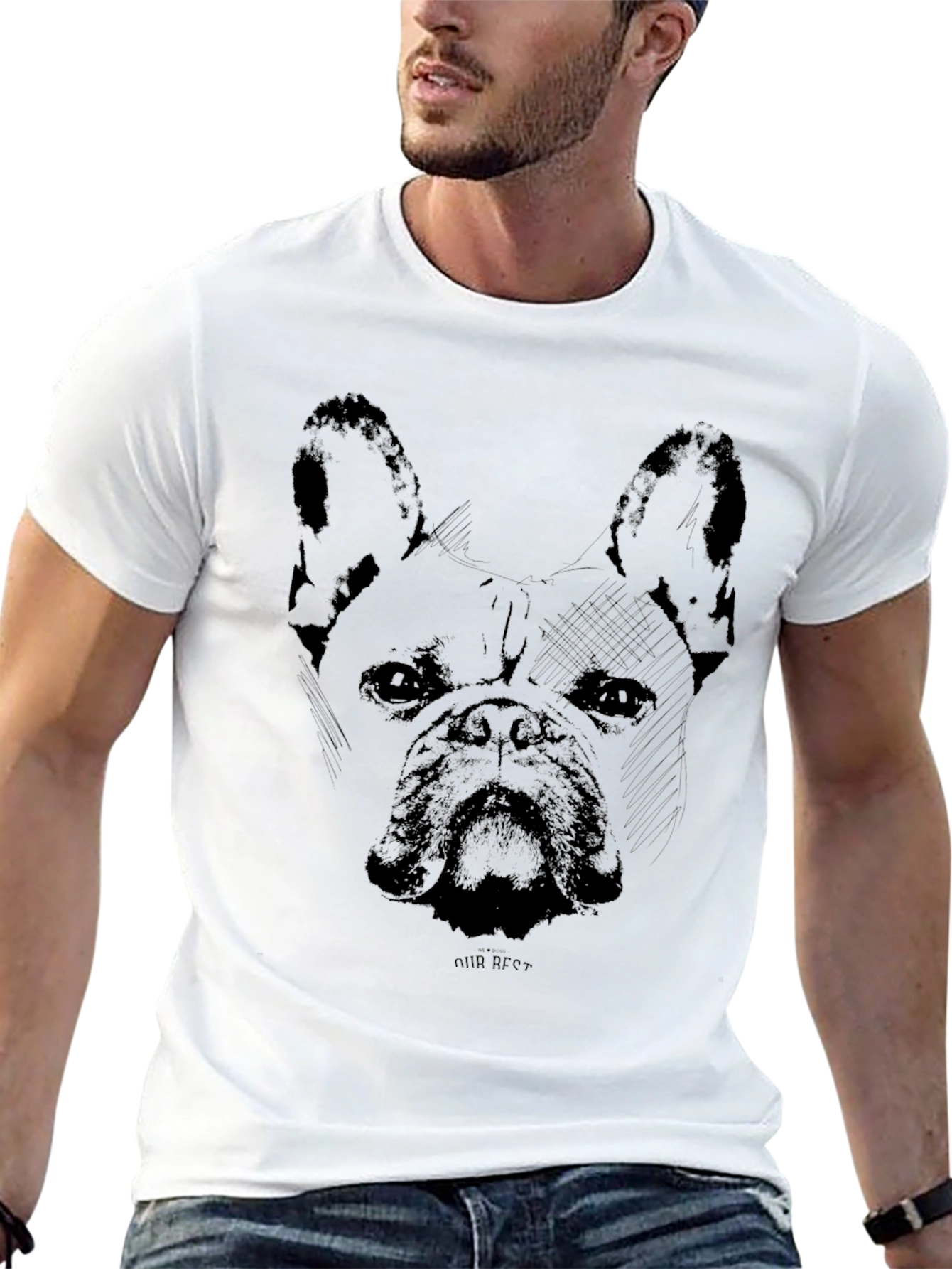 Dog Sketch Graphic Tee - Black