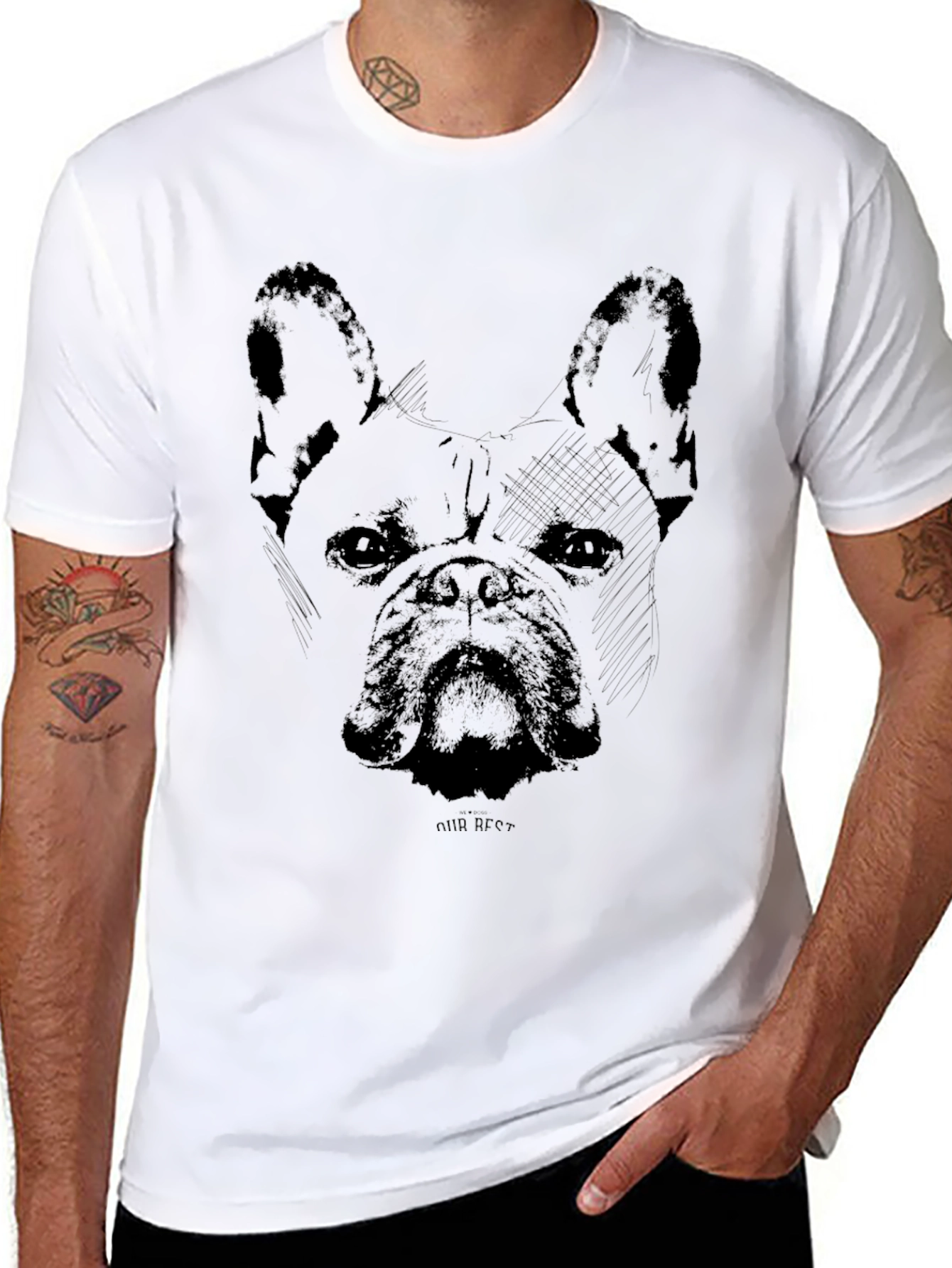 Dog Sketch Graphic Tee - Black
