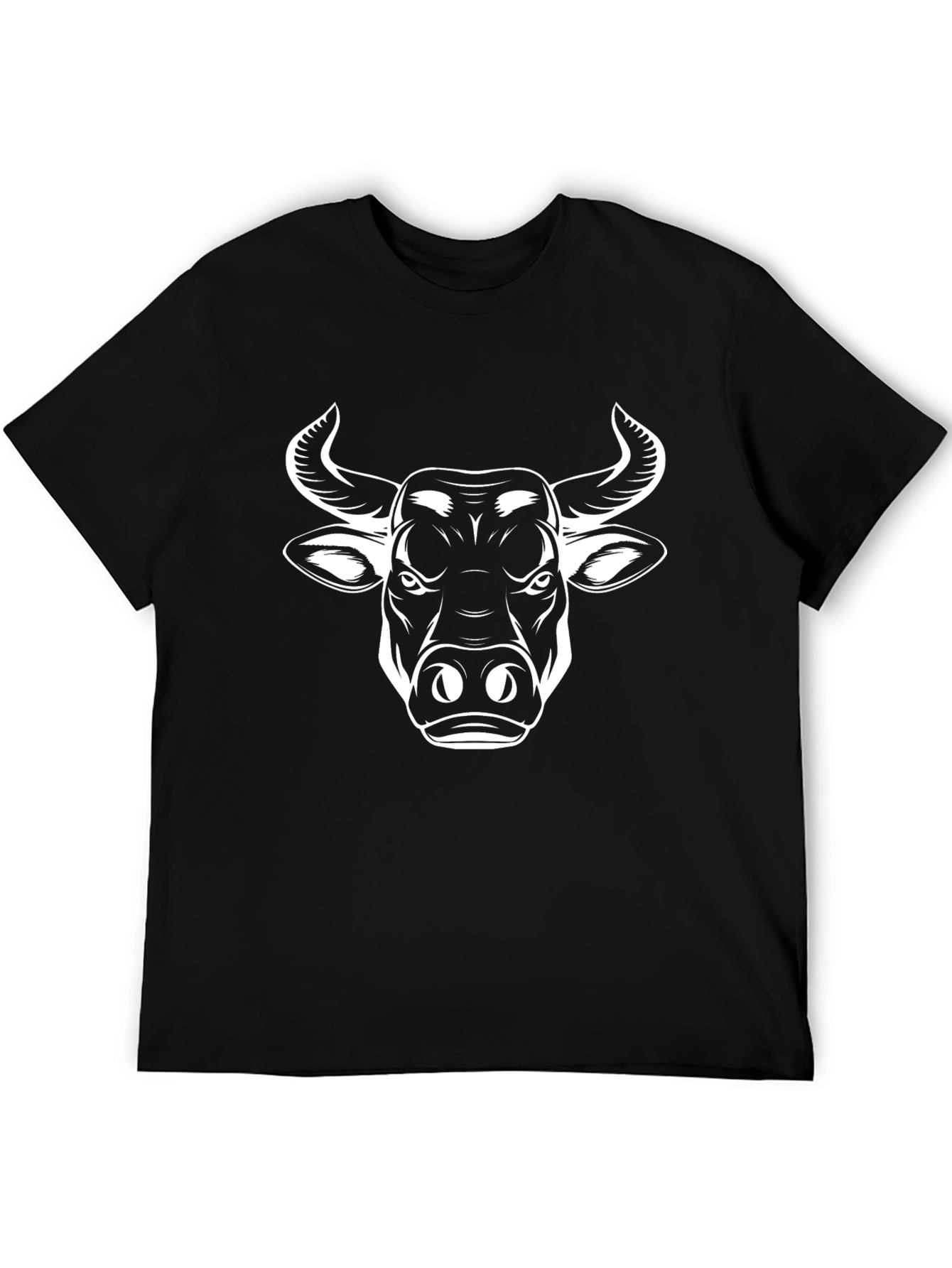 Bull Graphic Tee - Black Cotton Crew Neck