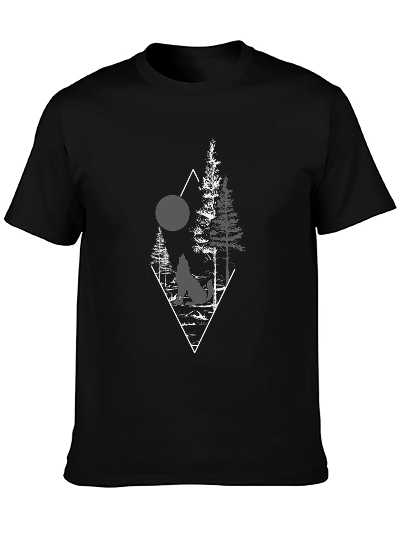 Wolf Moon Forest Graphic Tee - Black