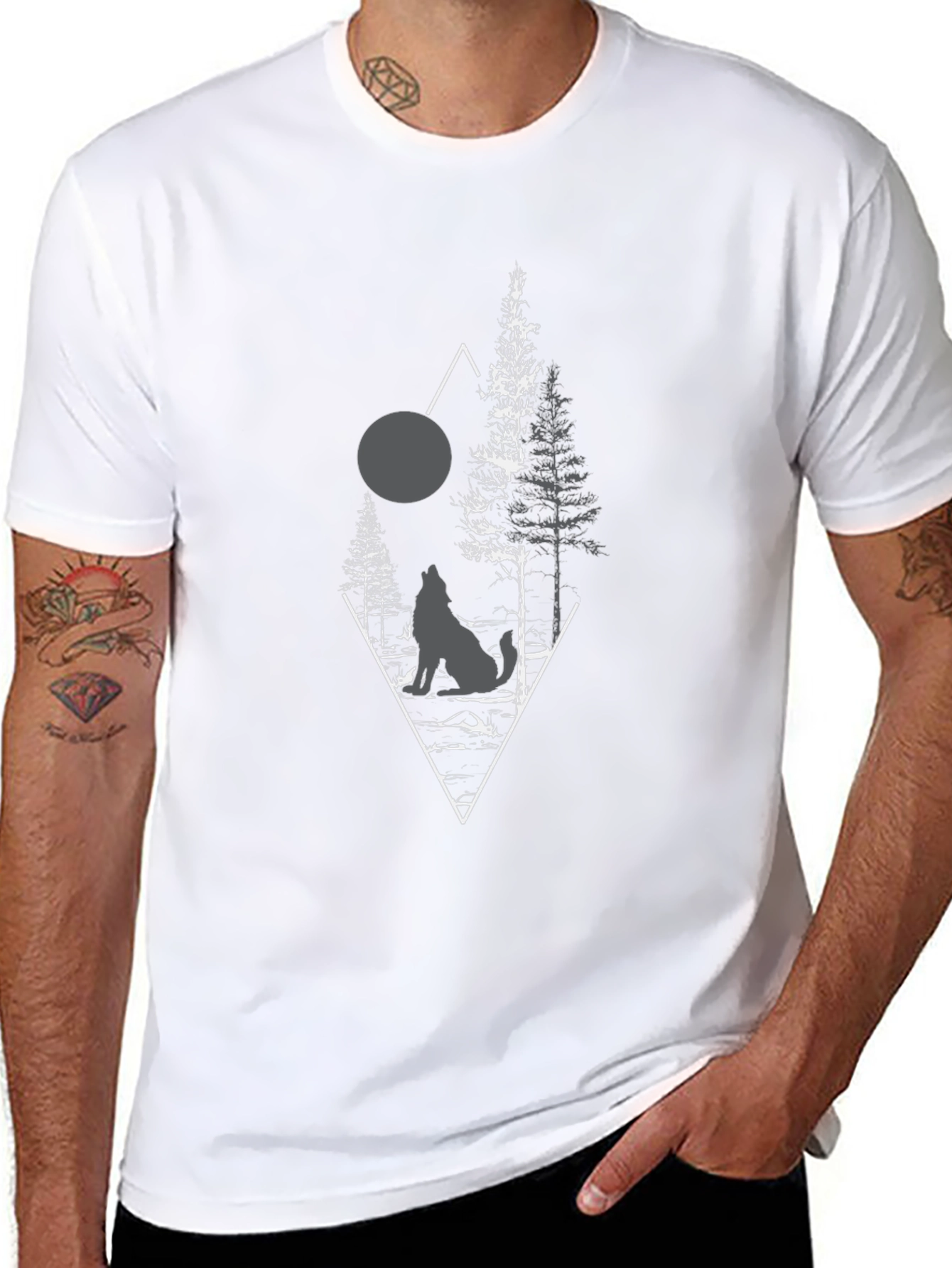 Wolf Moon Forest Graphic Tee - Black